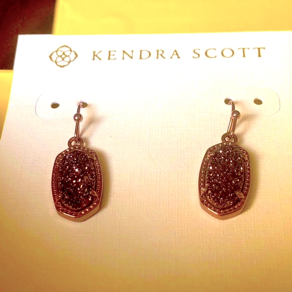 NWT Kendra Scott SUPER RARE Chocolate Drusy Lee Earrings Chocolate Metal WOW!